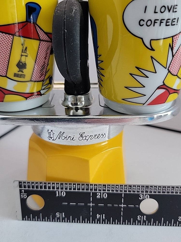 Bialetti Mini Express Roy Lichtenstein 2 Espresso Cup Maker Pop Art Coffee Set