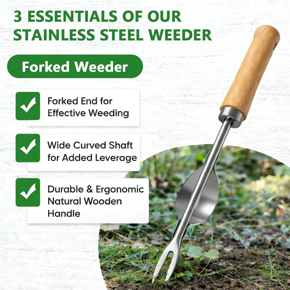Weed Puller Tool, 2 Pack Garden Tools with 4 Teeth Weed Puller and Uprooting ...