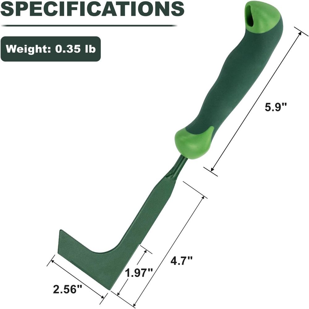 Crack Weeder, 11" L-Shaped Side-Walk Weed Puller with Ergonomic Rubber Handle, C