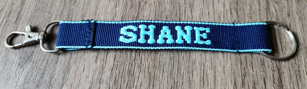 New Shane Personalized Keychain Dark Blue and Light Blue