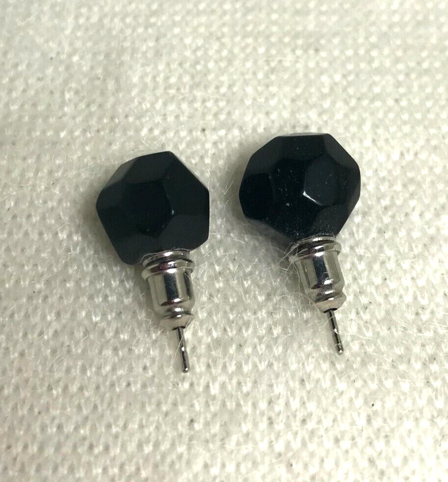 Black Acrylic Faceted Stud Earrings