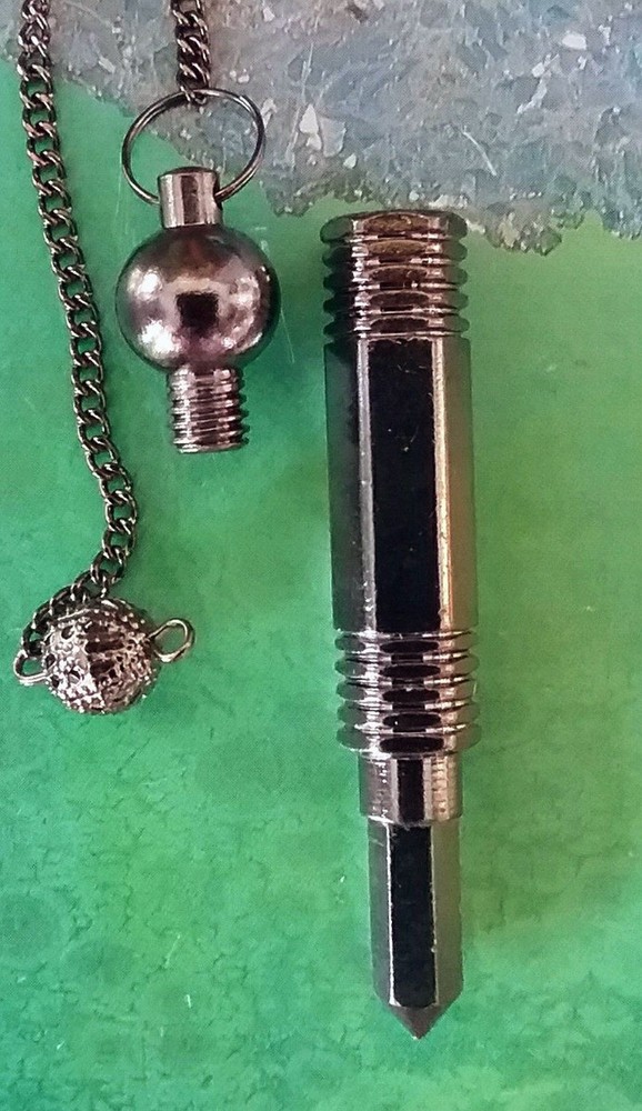 LARGE SOLID BRASS AND TITANIUM DISTANCE TESTING DOWSING PENDULUM WITH CHAMBER
