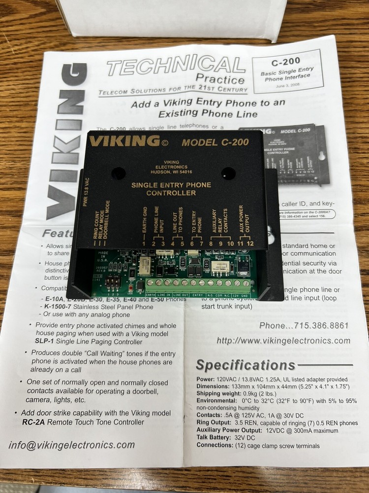 Viking C-200 ENTRY PHONE INTERFACE