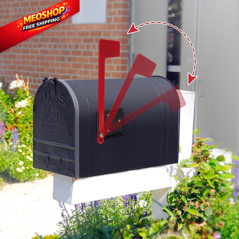 Merear Mailbox Flag Replacement Kit, Galvanized Steel for Mailbox, Red