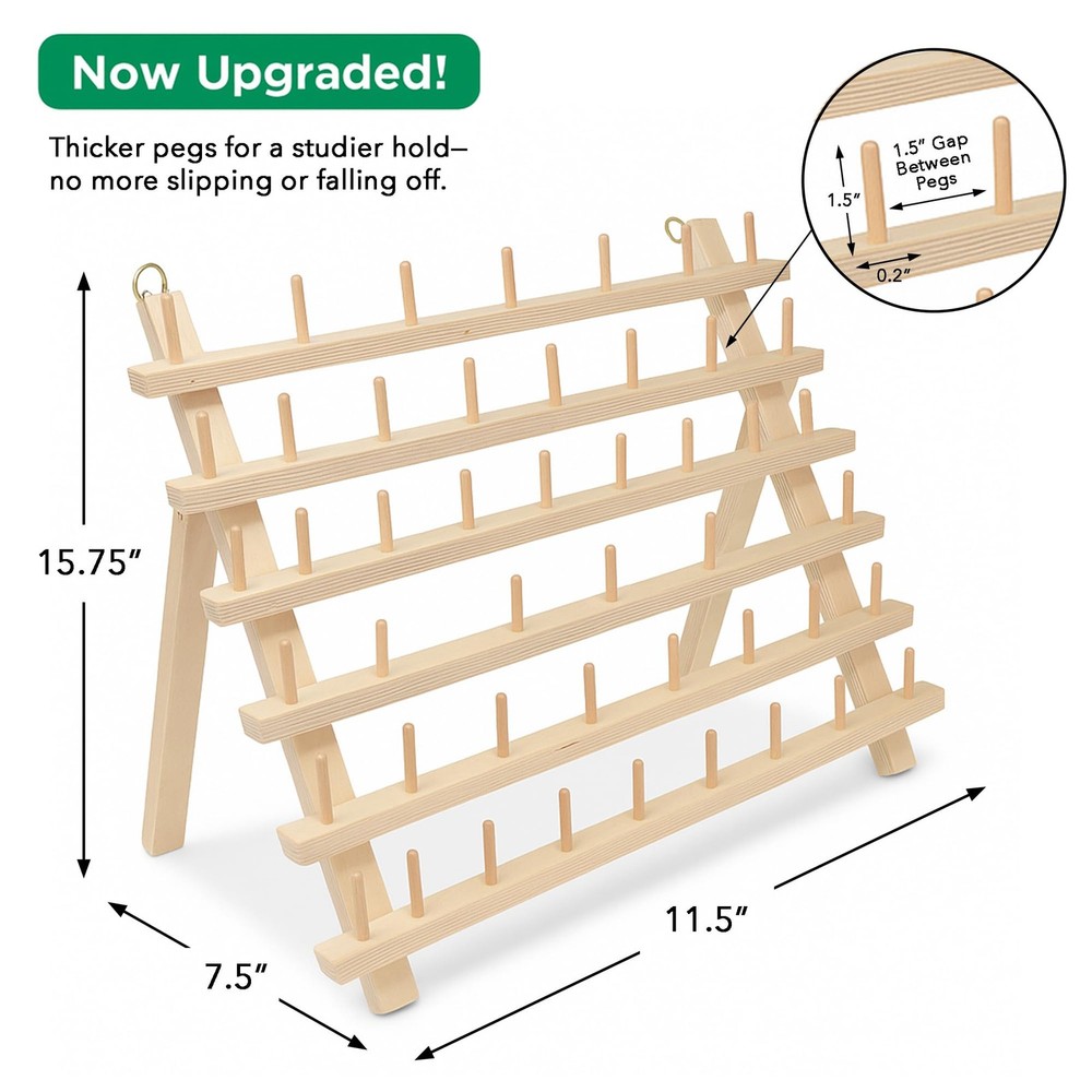 Sewing Embroidery Thread Holders Thread Stands - 60-Spools Natural Thread Rac...