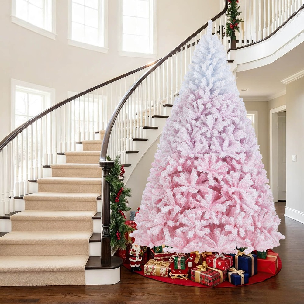 8FT Artificial Christmas Tree w/1774 Lush Branch Tips, Foldable Metal Stand
