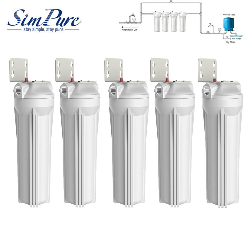 1-5 Pack 10 Inch Whole House Water Filter Housing for Home RO Filtration System