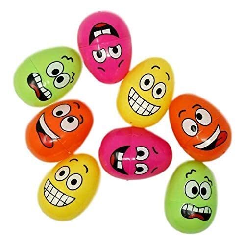 Funny Faces Plastic Egg Bundle - 15 Eggs, 6 Stamps, Bonus Stickers Easter Party