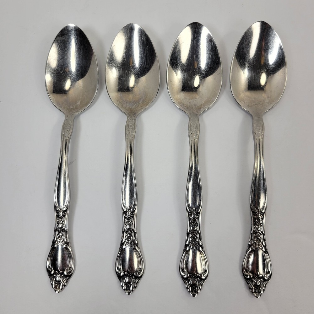 4 Teaspoons Oneida West Bend AFFECTION Pattern Stainless USA Glossy Flatware