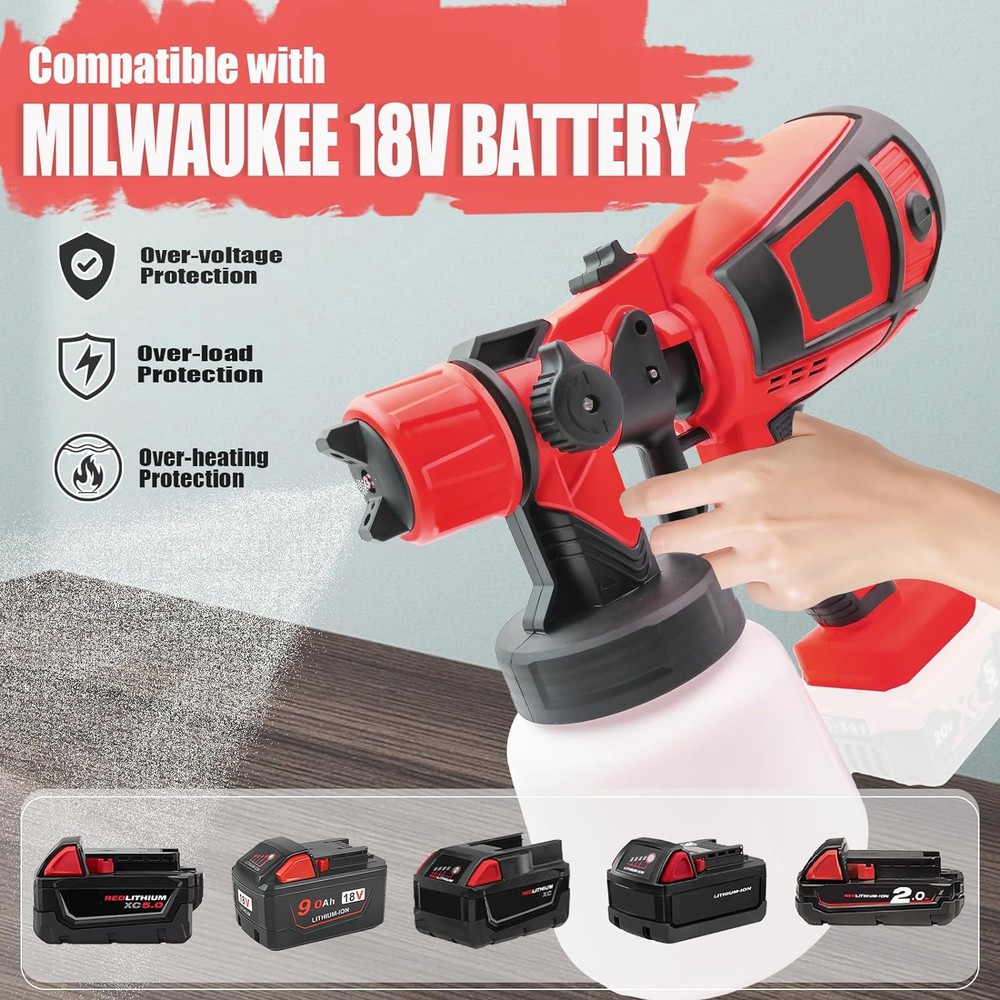 Battery Paint Spray System,with Removable 1000 ml Paint Bucket
