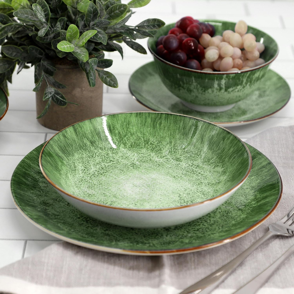 Oceanus 16 Piece round Shape Porcelain Double Bowl Dinnerware Set, Tableware Set