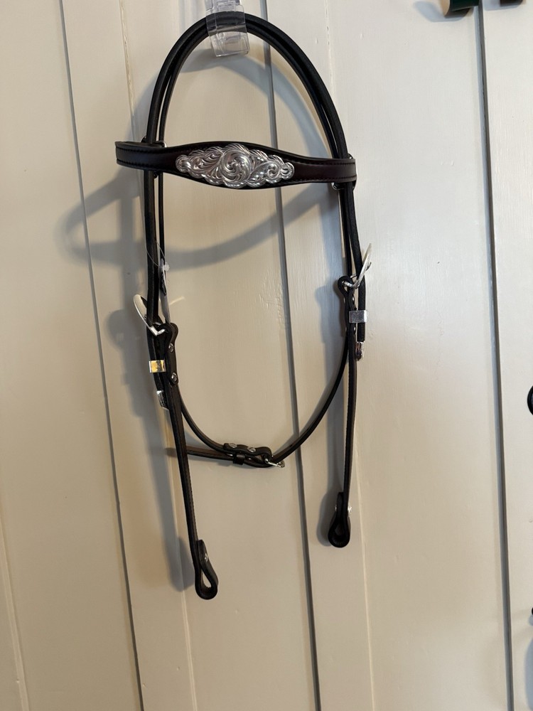 Brand New Tory Leather Oklahoma Silver Headstall.