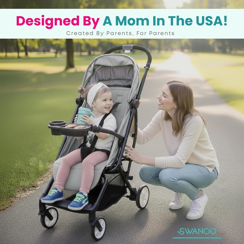 Compact Stroller Snack Tray | Cup Holder | Easy Installation