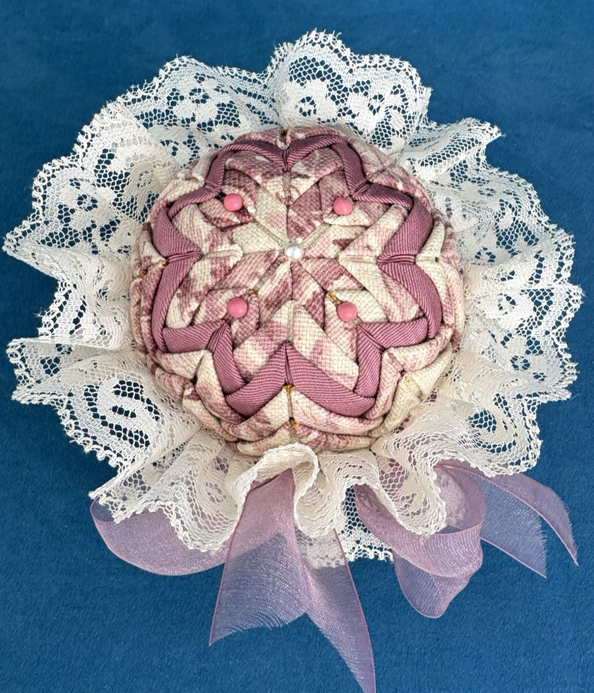 Vintage Round Quilted "Cathedral" Pattern Pin Cushion