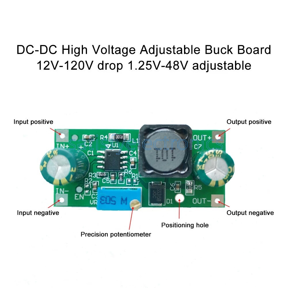 48V 60V 100V to 1.25V-48V DC Adjustable Voltage Step-down Power Regulator Module