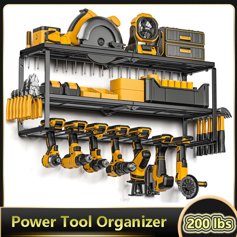 Wall Mount Power Tool Organizer Heavy Duty Drill 3-Layer Holder 26" Storage Rack