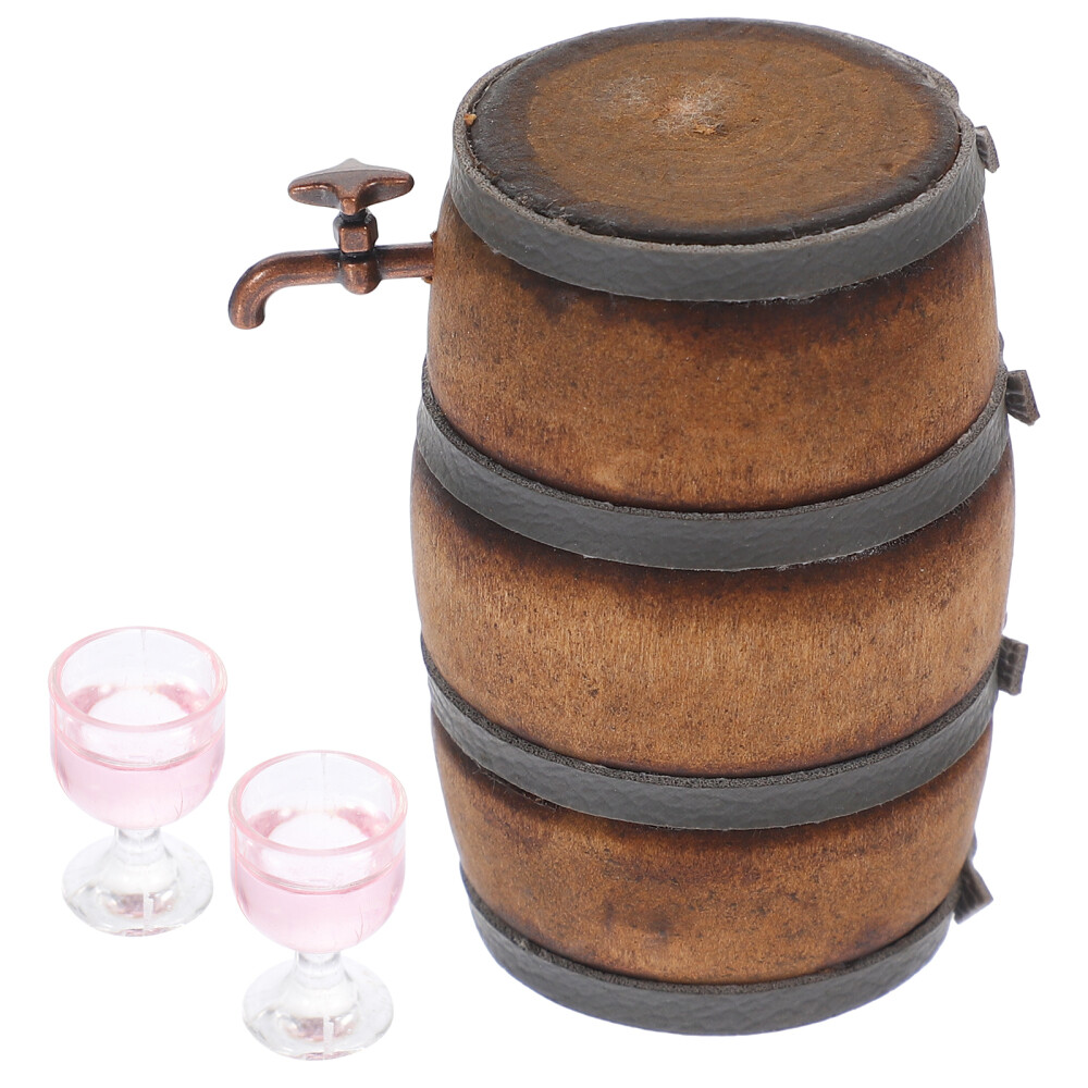 Mini Wine Barrel Set Miniature Restaurant Accessories Tiny House