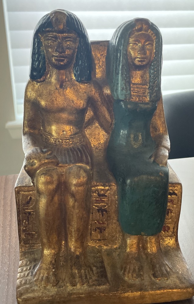 Handmade Egyptian Sculpture Bookend Gold Pharaohs