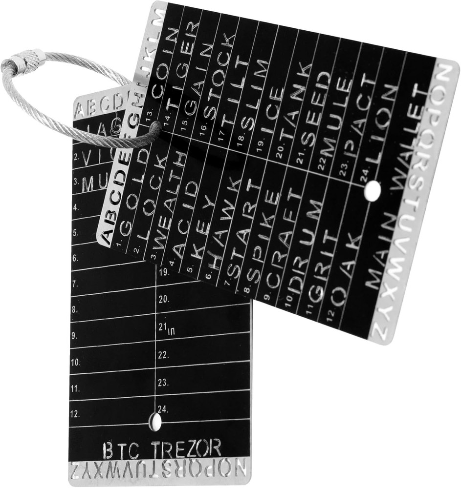 Durable Crypto Seed Phrase Plate - Fireproof, Waterproof, 304 Steel Construction