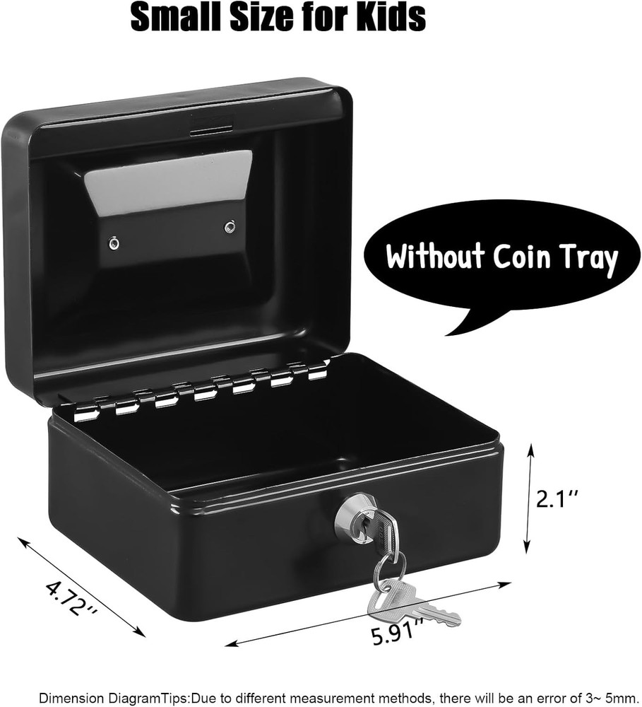 Portable Black Cash Box with Key Lock - Secure and Compact Storage Solution