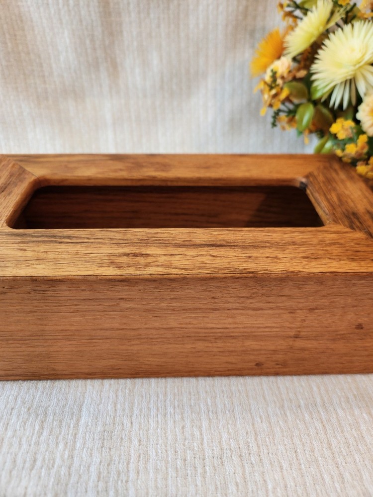 Vintage Handmade Tissue Box Cover Solid Oak Tissue Dispenser Rectangle Rustic