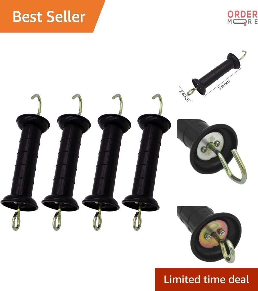 4 Pcs Plastic Electric Fence Gate Handle with Insulators Spring for Easy Use
