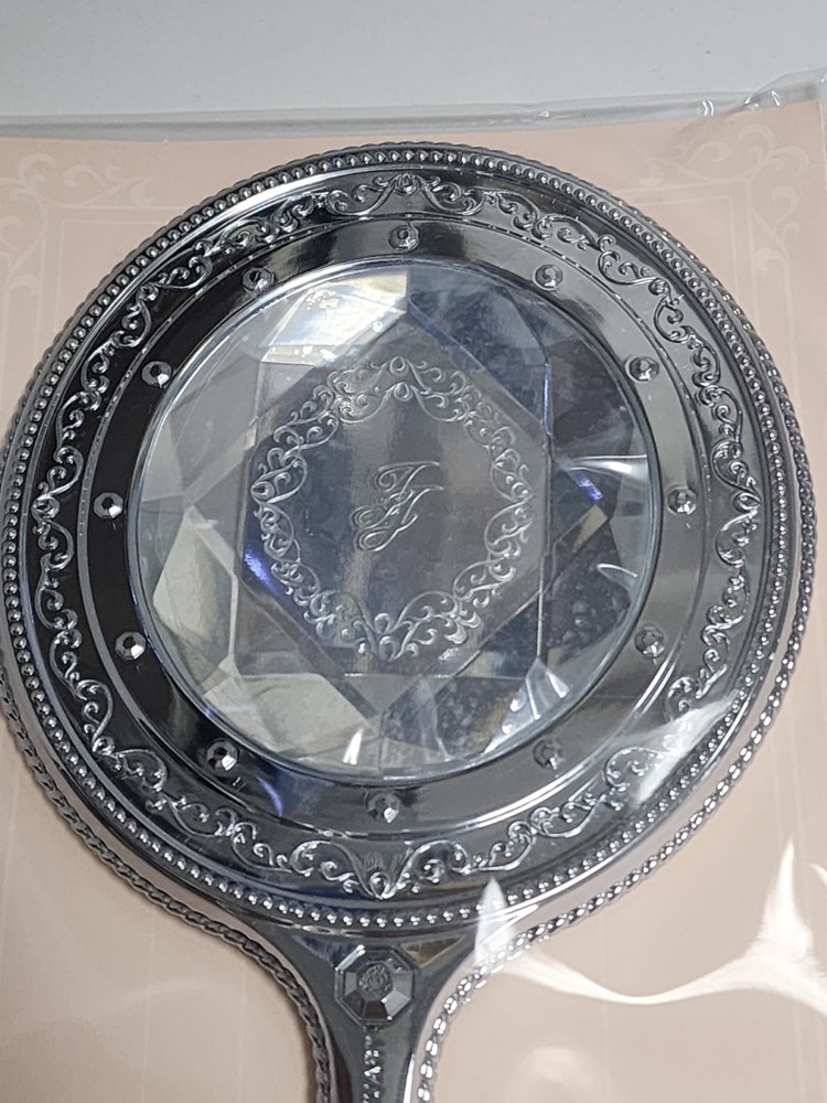 JILL STUART Hand Mirror Silver Crystal Handle Romantic Style Vanity Compact