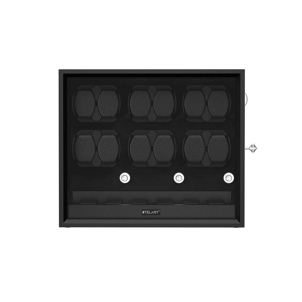 Automatic 12 Watch Winder Display Case With Blue LED Light With 6 Storage Box