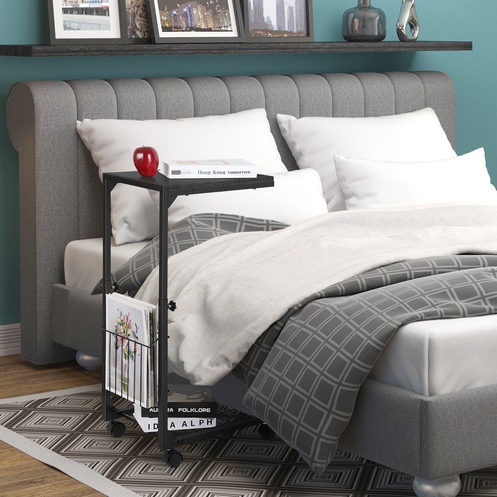 C-Shape Sofa Side Table Laptop Coffee End Table Height Adjustable Snack Table US