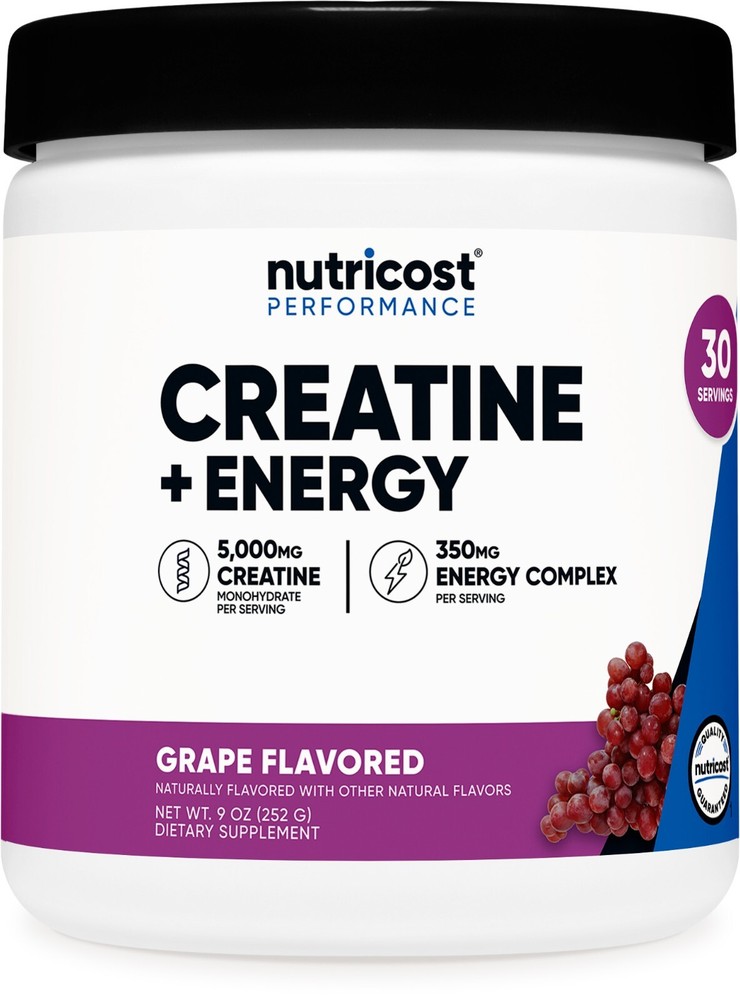Nutricost Creatine + Energy 30 Servings (Grape Flavored)