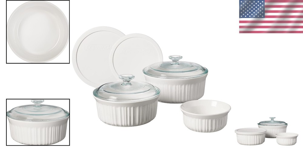 Versatile 7-Piece Ceramic Bakeware Set - French White