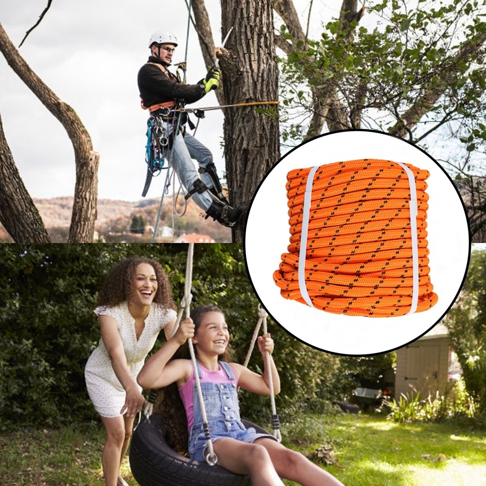 1/2"×200' Bull Rope Double Braid Polyester Rope 6180Lbs Breaking Strength Orange