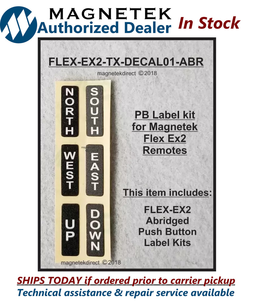 Magnetek Radio Remote Control Flex Transmitter Push Button Decal Labels 6EX2