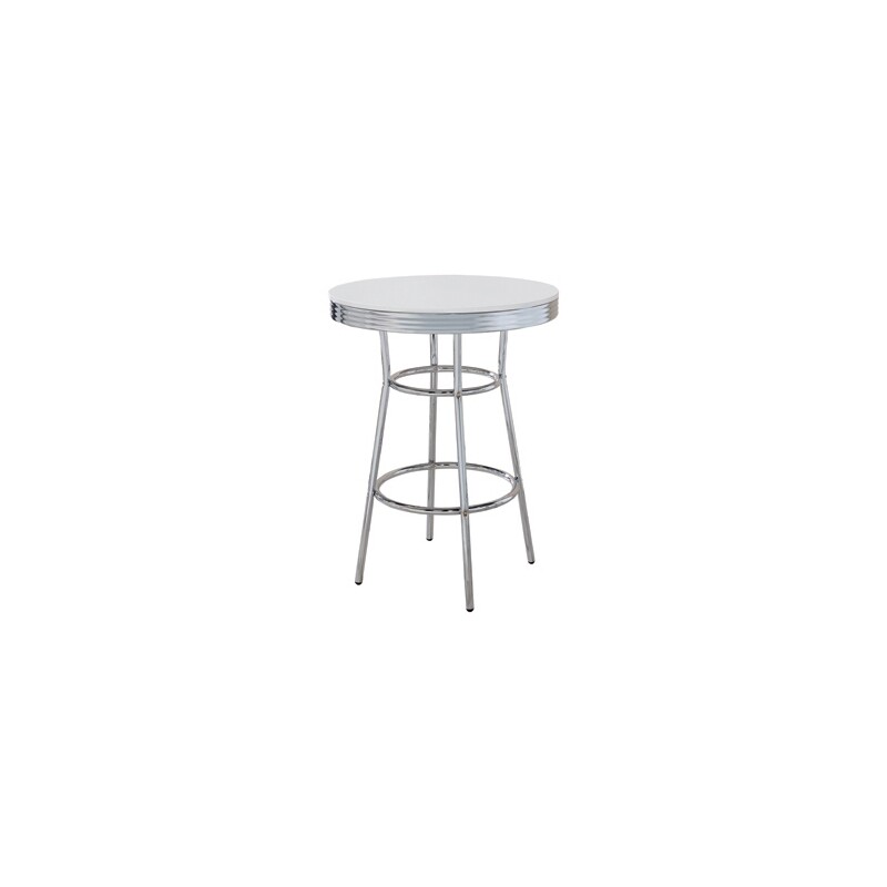 Bowery Hill 30" Round Pub Table in White and Chrome