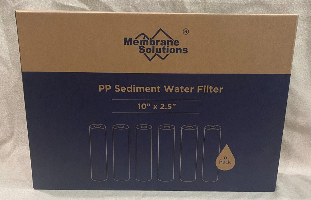Membrane Solutions PP Sediment Water Filter 10" X 2.5" 20 Micron 6 Pack NEW