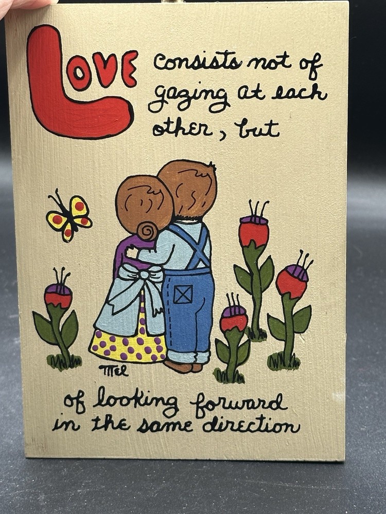 Hand Painted Folk Art Style Wall Hanging 1973