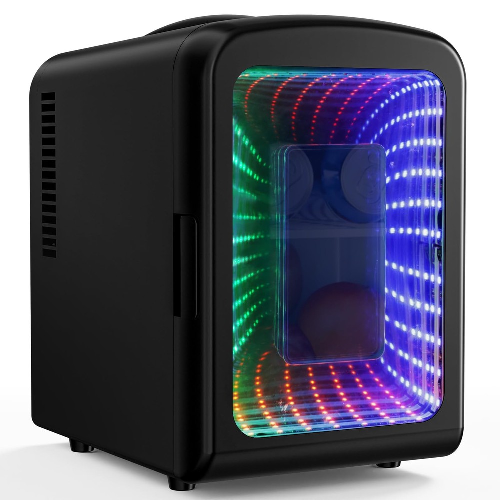 Mini Compact Refrigerator with Gaming Light, 4L Capacity/6 Cans