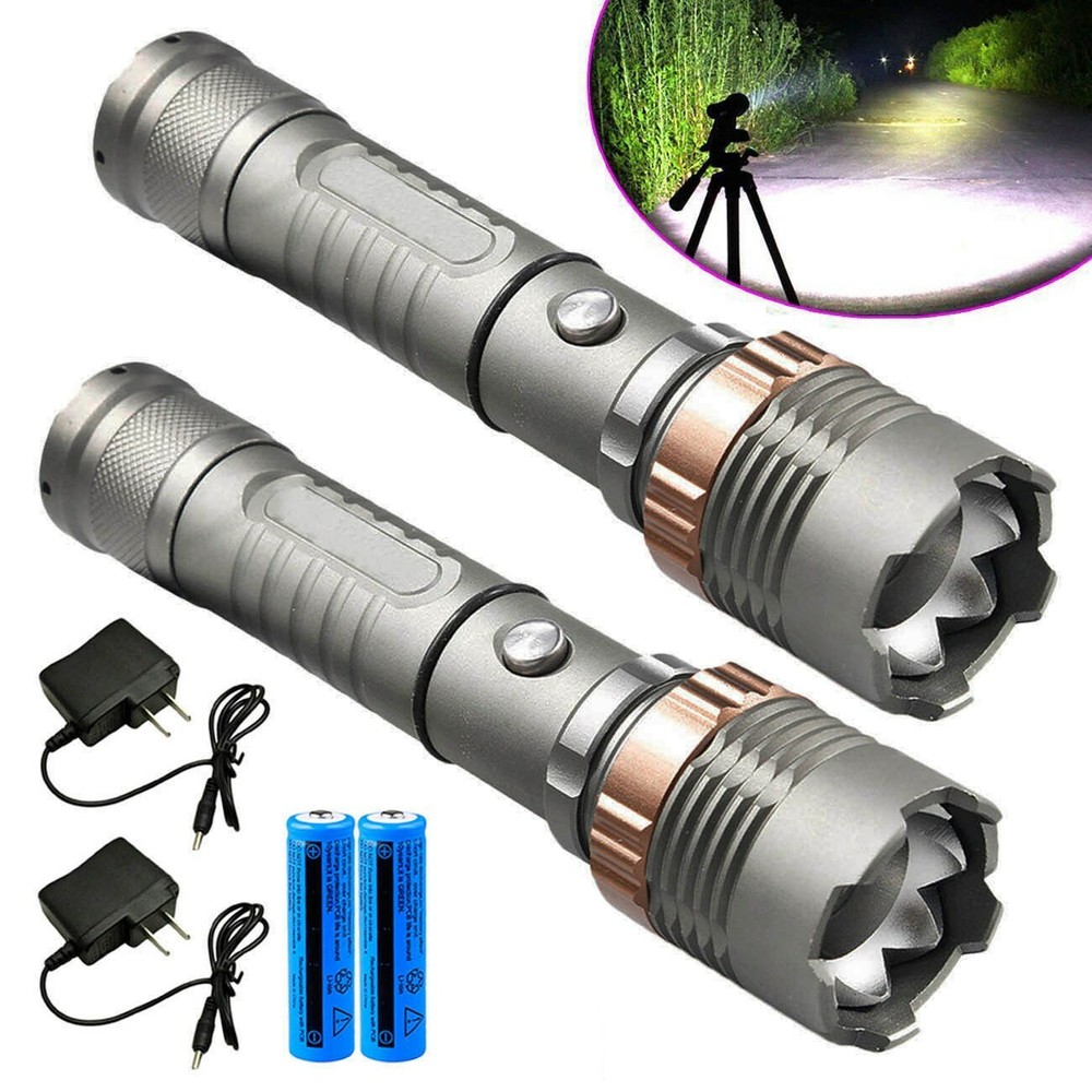 2PCS LED Flashlight Alumiun alloy Work Light Handheld Torch Waterproof Lamp