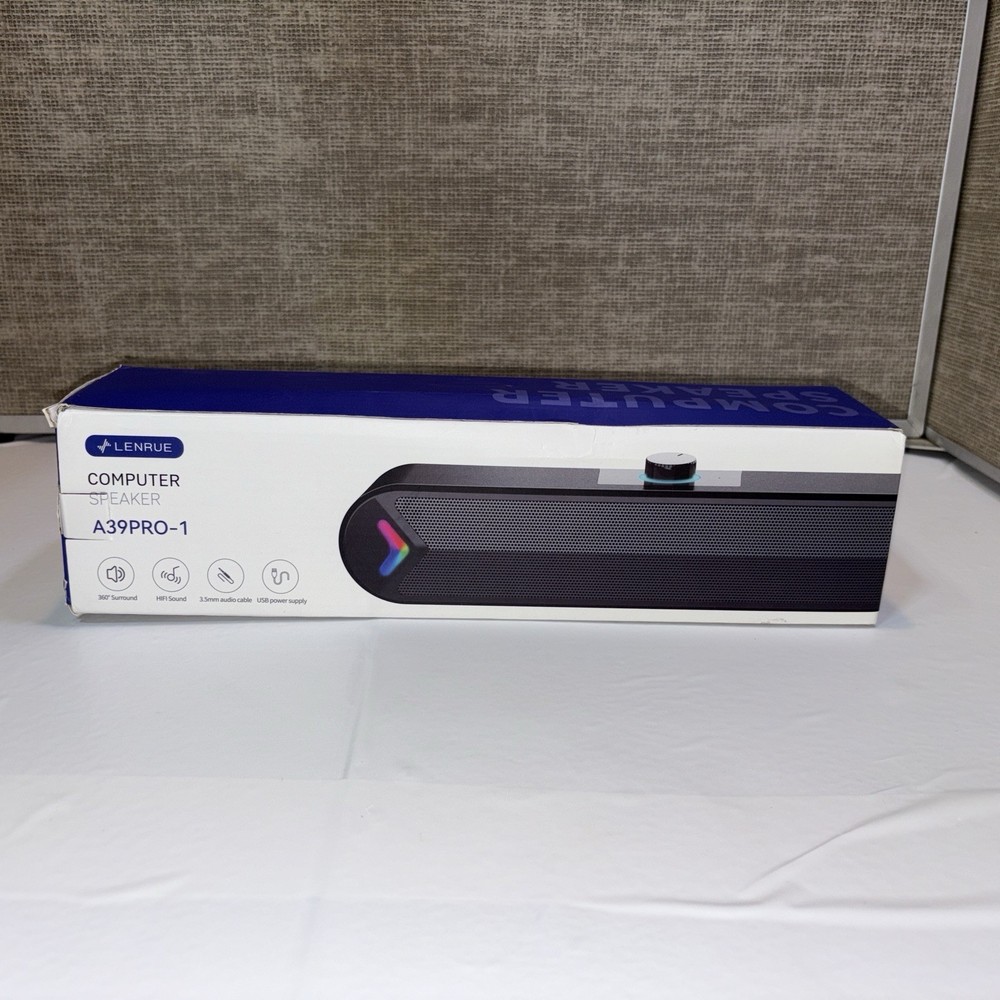 LENRUE Wired USB-Powered Computer Speaker A39 Pro in Black