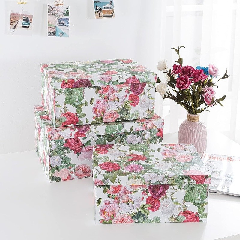 Decorative Cardboard Storage Boxes Set Functional Keepsake Organizing Home Décor