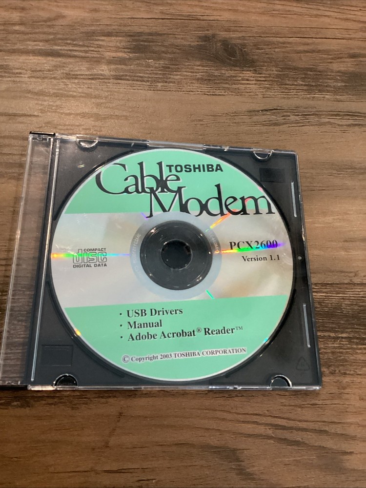 TOSHIBA CABLE MODEM SOFTWARE, PCX2600, VERSION 1.1, INCLUDES USB DRIVERS, MANUAL