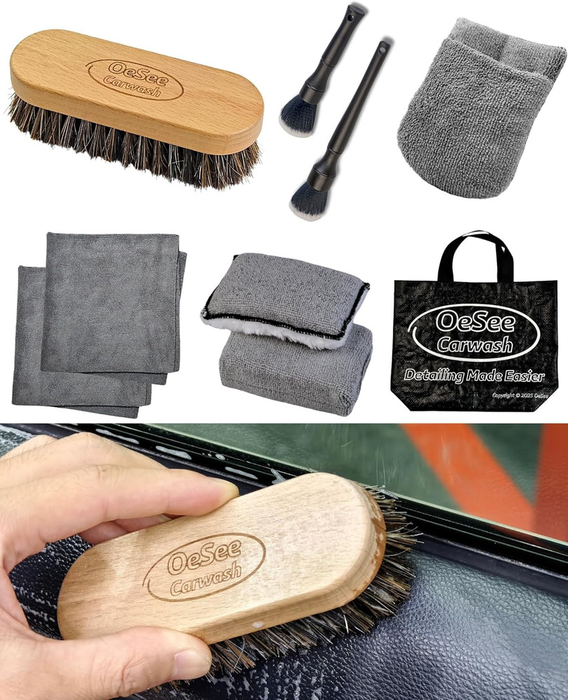 PRO Car Interior Cleaning Kit (9-Piece) - Deep Clean Tools for Leather, Dashboar