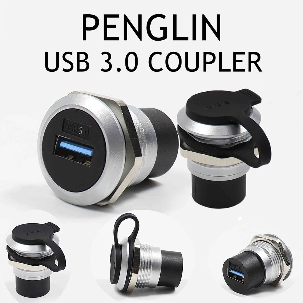 PENGLIN 2Pack USB 3.0 Panel Mount Coupler, Pass 2PCS USB3.0, black