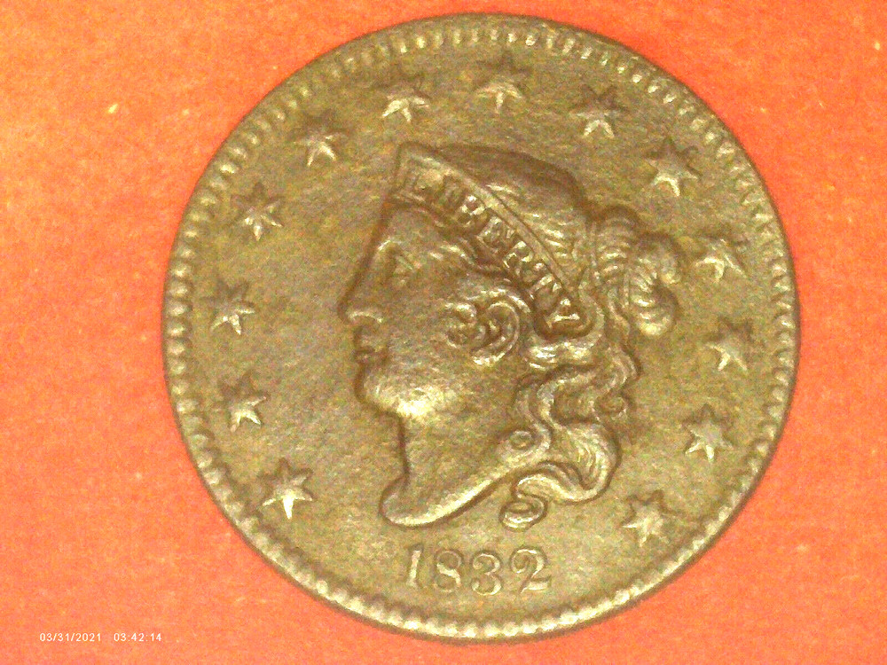 1832 Coronet Head Large Cent Medium Letters