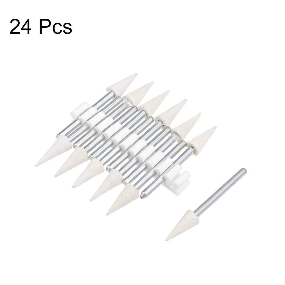 uxcell 6mm Wool Felt Mounted Points Conical Polishing Bits Burrs Buffing Whee...