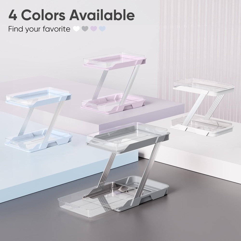 3 Pack Bathroom Organizers and Storage - Multi-Purpose,2-Tier Clear Pull Out ...
