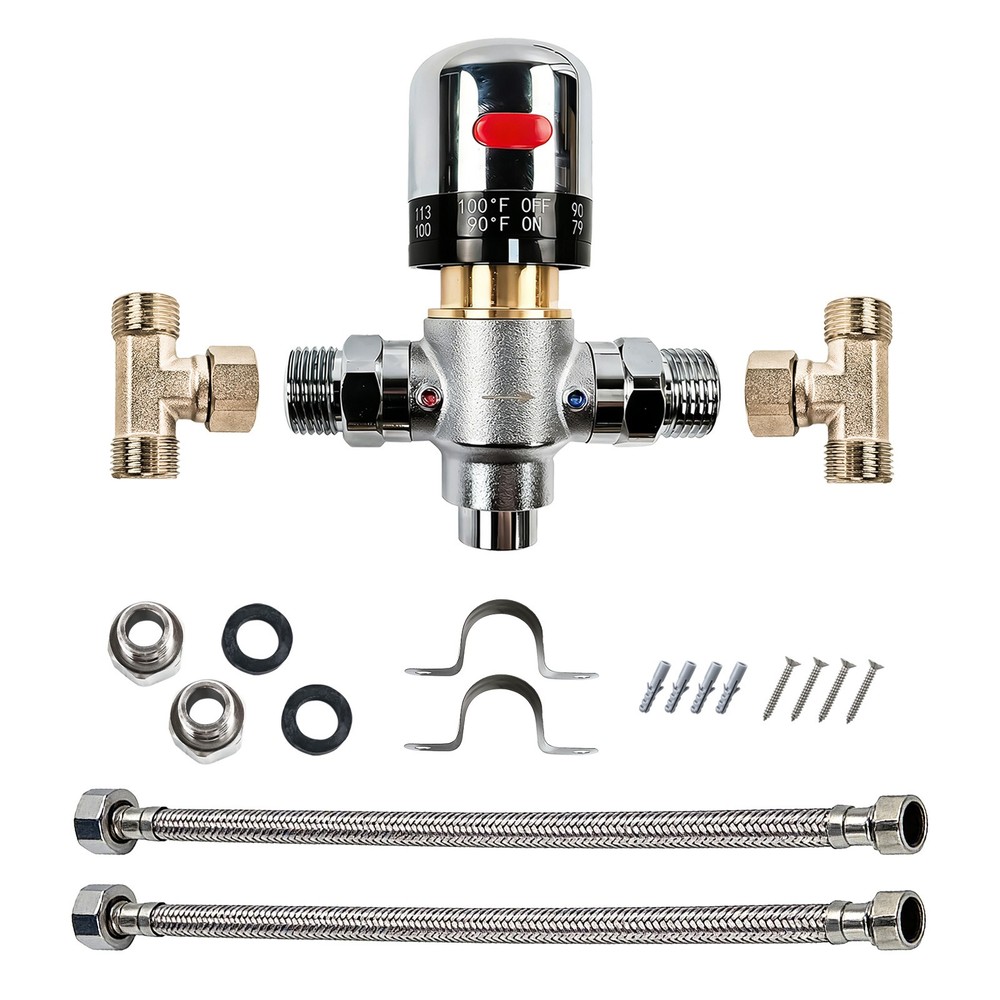 Adjustable Temperature Bypass Sensor Valve Kit for Instant Hot Water Recirculati