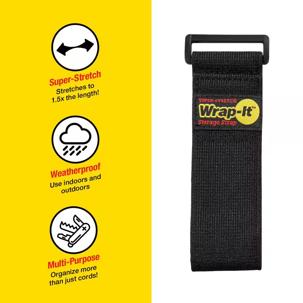 Super-Stretch Storage Strap Elastic All-Purpose Hook And Loop Cinch Strap In
