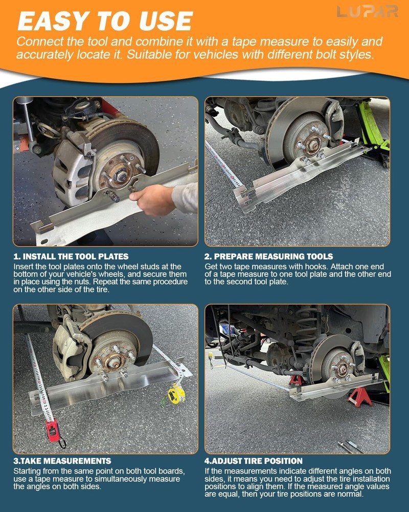 Heavy Duty Toe Alignment Tool Plates, Stainless Steel Wheel Alignment Tool