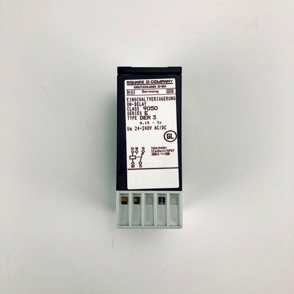 Square D 9050 DER 3 On - Delay Relay .15-3 Seconds!